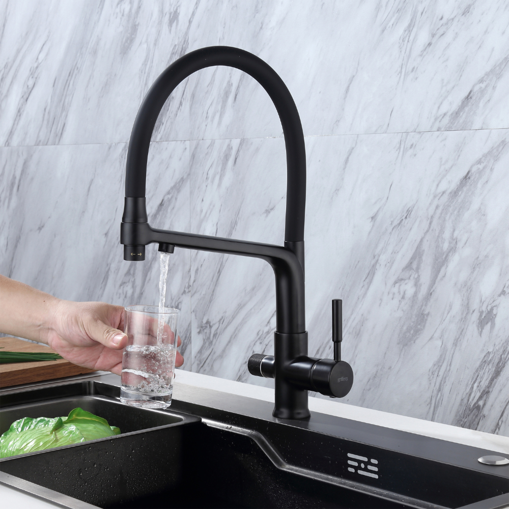 Robinet de Cuisine Osmose Flexible 3 Voies Noir – CALIGARUM COAL GRIFERS