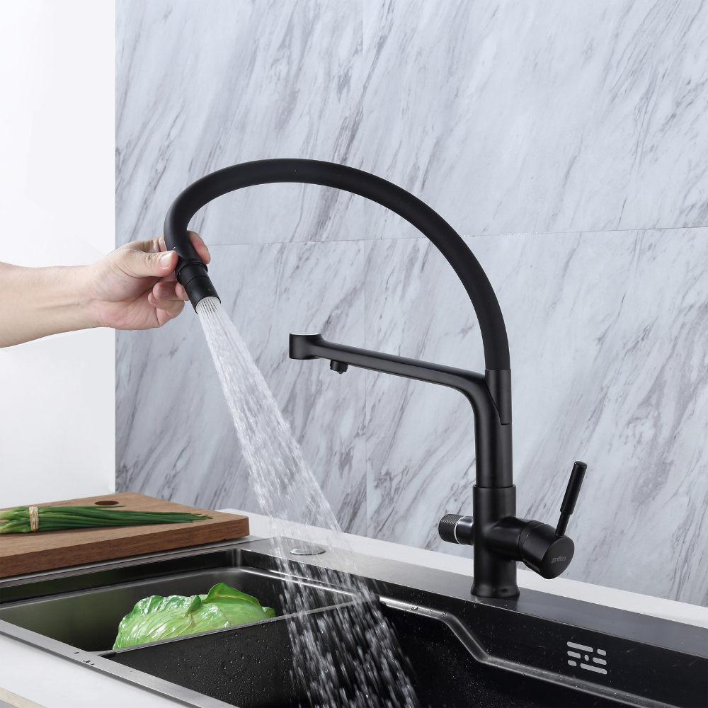 Robinet de Cuisine Osmose Flexible 3 Voies Noir – CALIGARUM COAL GRIFERS