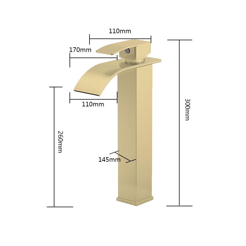 Mitigeur Lavabo Or Brossé Bec Haut Cascade – FONTEA ALTUS AURI GRIFERS