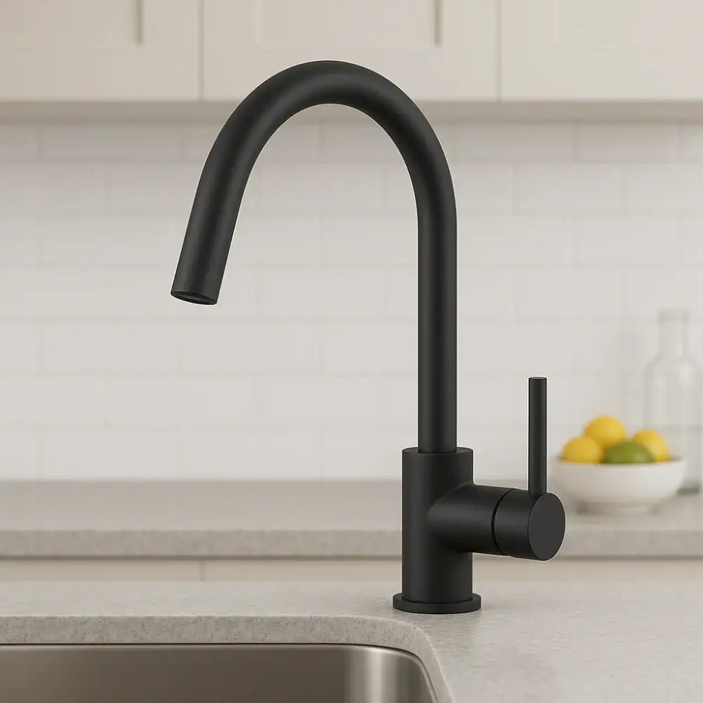 Robinet de cuisine à bec haut noir mat – CULINA COAL GRIFERS