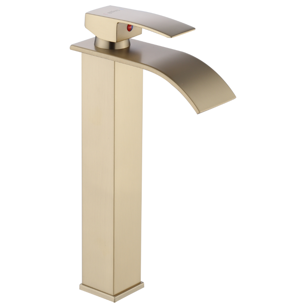 Mitigeur Lavabo Or Brossé Bec Haut Cascade – FONTEA ALTUS AURI GRIFERS