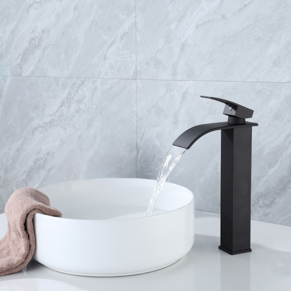 Mitigeur Lavabo Noir Bec Haut Cascade – FONTEA ALTUS COAL GRIFERS