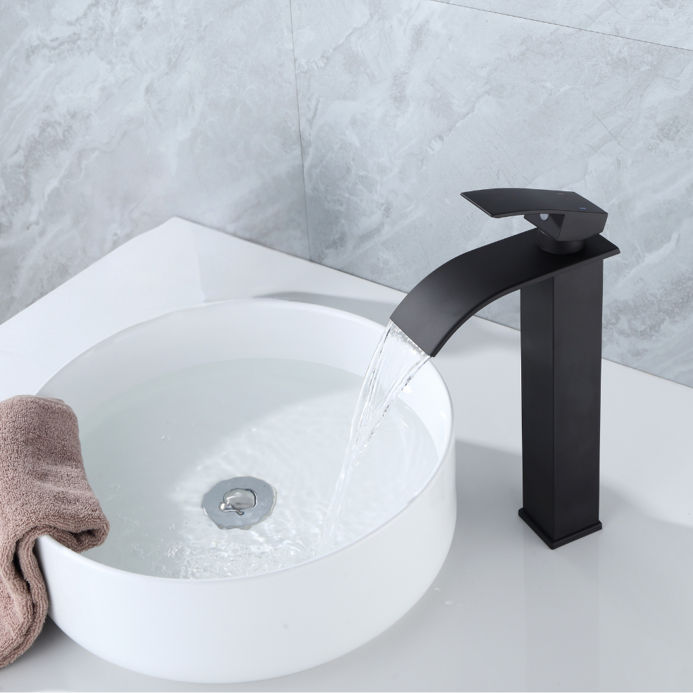 Mitigeur Lavabo Noir Bec Haut Cascade – FONTEA ALTUS COAL GRIFERS