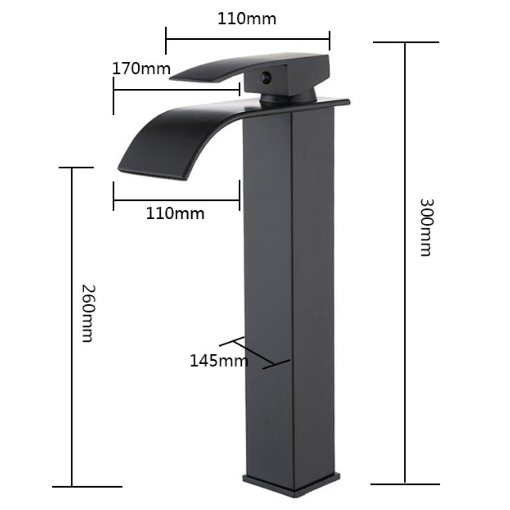 Mitigeur Lavabo Noir Bec Haut Cascade – FONTEA ALTUS COAL GRIFERS