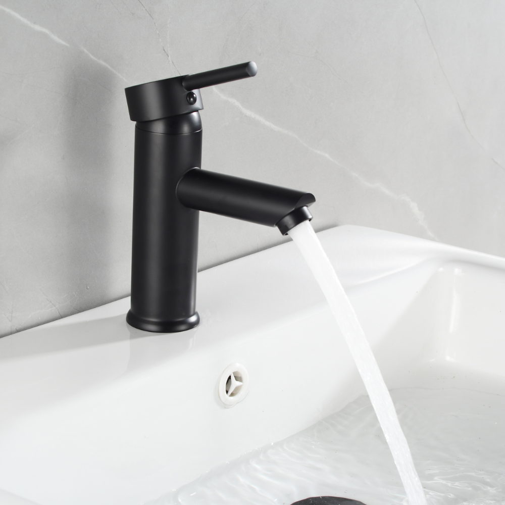 Mitigeur Lavabo Noir Avec Bec Bas Et Ouverture À Froid - MODICU COAL GRIFERS