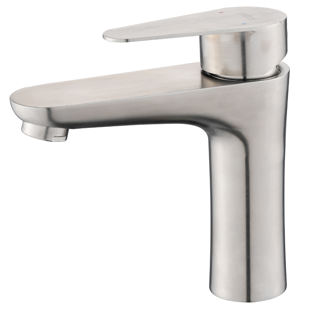 Mitigeur Lavabo Acier Brossé Bec Bas – NATUS BASIS HIBERA GRIFERS