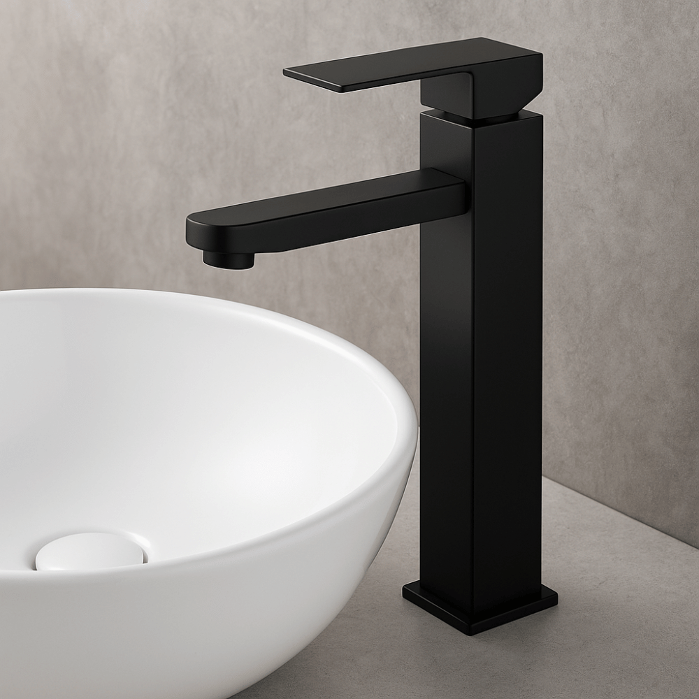 Mitigeur Lavabo Noir Avec Bec Haut Et Ouverture À Froid - HUMILIS COAL GRIFERS