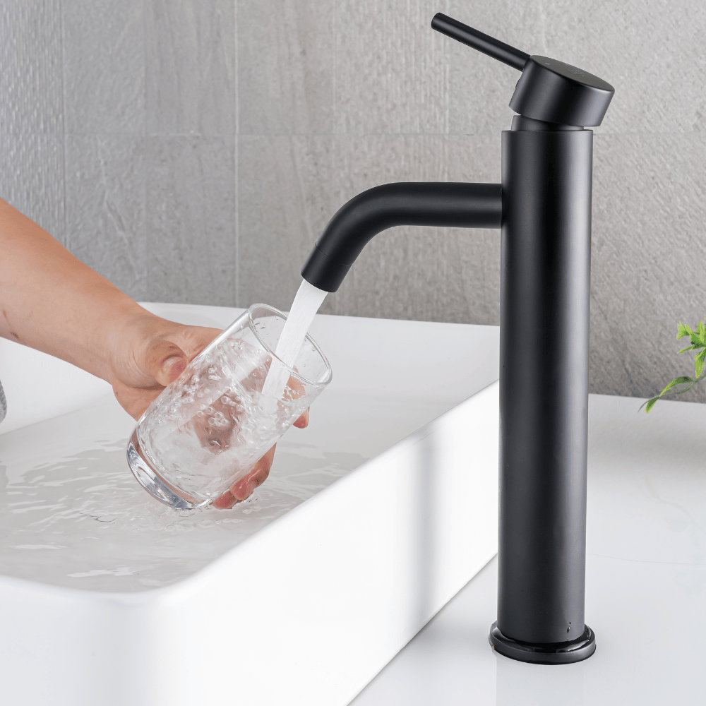 Mitigeur Lavabo Noir Mat Bec Haut – TUBE ALTUS COAL GRIFERS