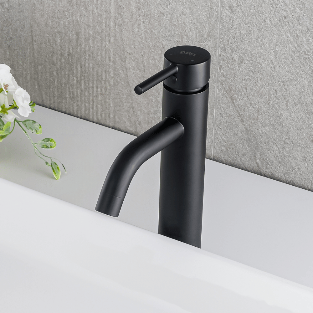 Mitigeur Lavabo Noir Mat Bec Haut – TUBE ALTUS COAL GRIFERS