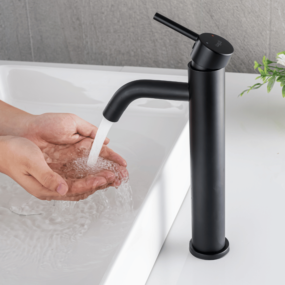 Mitigeur Lavabo Noir Mat Bec Haut – TUBE ALTUS COAL GRIFERS