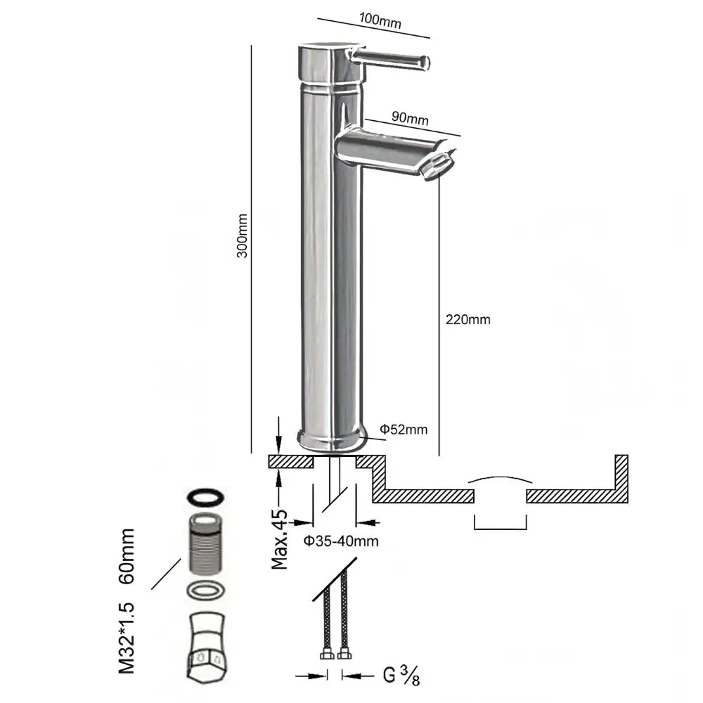 Mitigeur Lavabo Or Brossé Bec Haut – ROUND ALTUS AURI GRIFERS