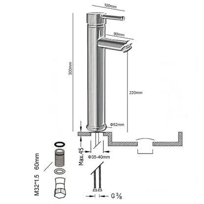 Mitigeur Lavabo Or Brossé Bec Haut – ROUND ALTUS AURI GRIFERS