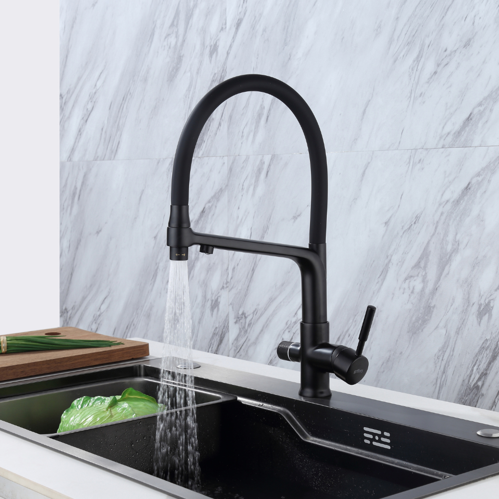 Robinet de Cuisine Osmose Flexible 3 Voies Noir – CALIGARUM COAL GRIFERS