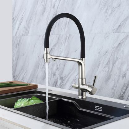 Robinet Cuisine Osmose Flexible 3 Voies Acier Brossé – CALIGARUM HIBERA GRIFERS