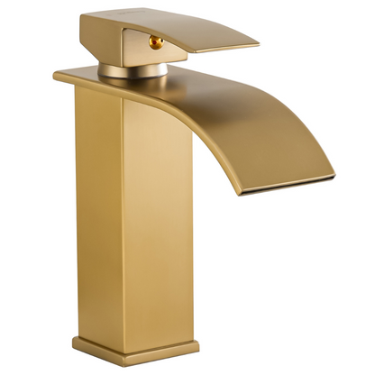 Mitigeur Lavabo Or Brossé Cascade Bec Bas – FONTEA BASIS AURI GRIFERS