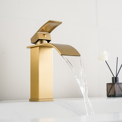 Mitigeur Lavabo Or Brossé Cascade Bec Bas – FONTEA BASIS AURI GRIFERS
