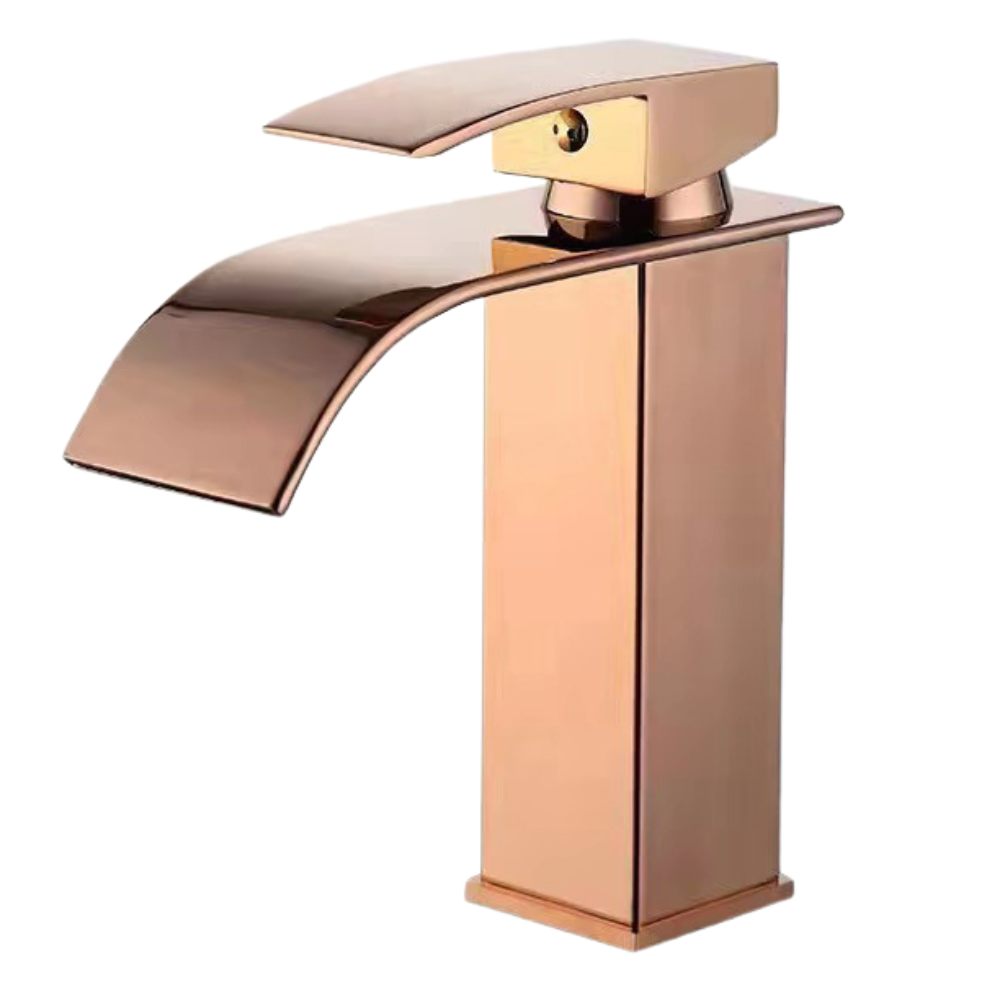 Mitigeur Lavabo Or Rose Cascade Bec Bas – FONTEA BASIS ROSEA GRIFERS