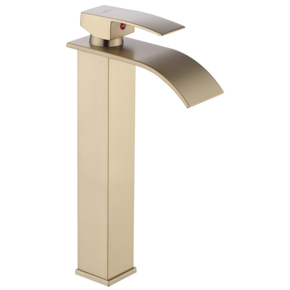 Mitigeur Lavabo Or Brossé Bec Haut Cascade – FONTEA ALTUS AURI GRIFERS