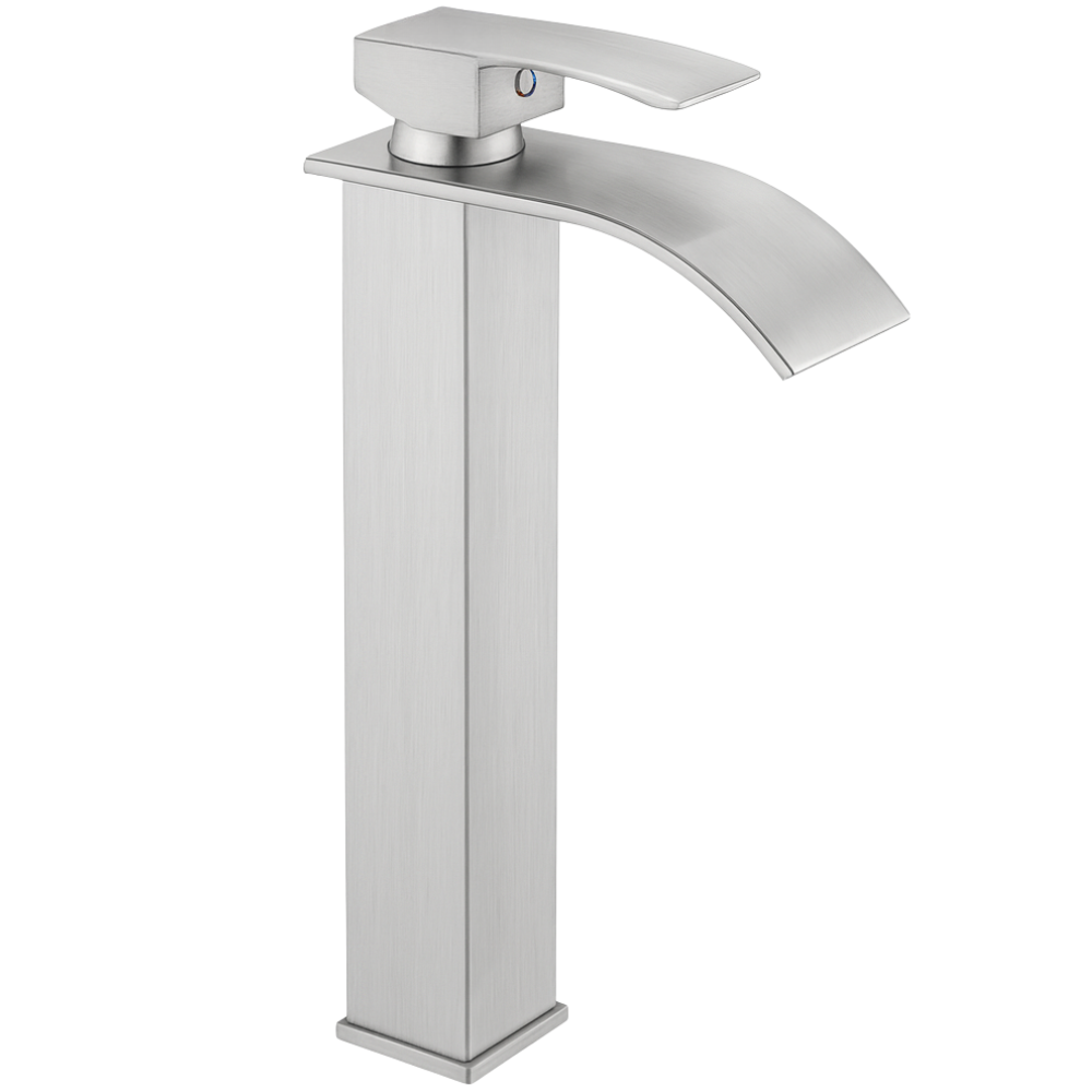 Mitigeur Lavabo Acier Brossé Bec Haut Cascade – FONTEA ALTUS HIBERA GRIFERS