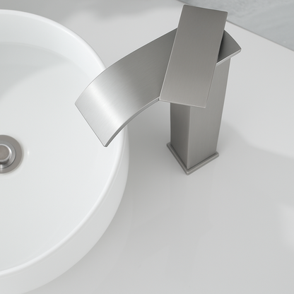 Mitigeur Lavabo Acier Brossé Bec Haut Cascade – FONTEA ALTUS HIBERA GRIFERS