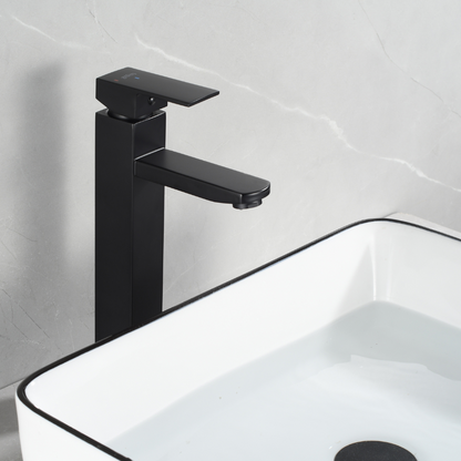 Mitigeur Lavabo Noir Avec Bec Haut Et Ouverture À Froid - HUMILIS COAL GRIFERS