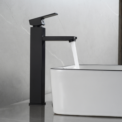 Mitigeur Lavabo Noir Avec Bec Haut Et Ouverture À Froid - HUMILIS COAL GRIFERS