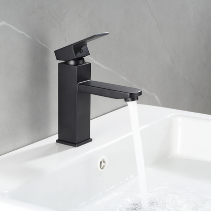 Mitigeur Lavabo Noir Avec Bec Bas Et Ouverture À Froid - PARVA COAL GRIFERS