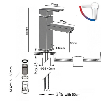 Mitigeur Lavabo Chromé Avec Bec Bas Et Ouverture À Froid - PARVA CROME GRIFERS