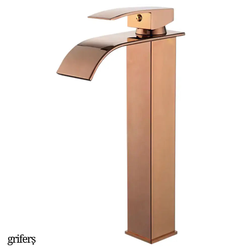 Mitigeur Lavabo Or Rose Bec Haut Cascade – FONTEA ALTUS ROSEA GRIFERS