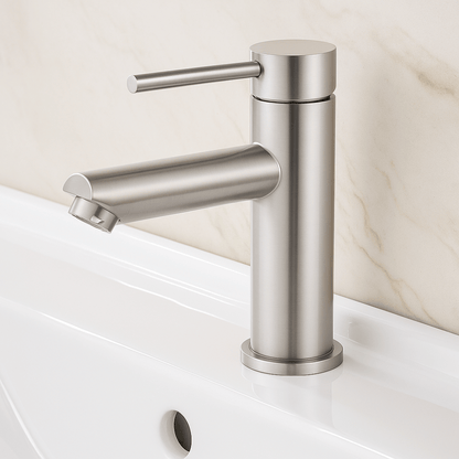 Mitigeur Lavabo Acier Brossé Bec Bas – ROUND BASIS HIBERA GRIFERS