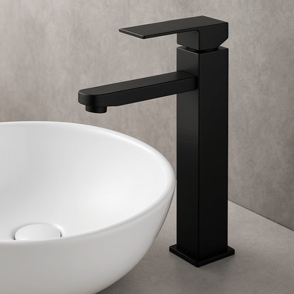 Mitigeur Lavabo Noir Avec Bec Haut Et Ouverture À Froid - HUMILIS COAL GRIFERS