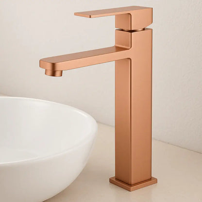 Grifo Lavabo Oro Rosa Caño Alto – SQUARE ALTUS ROSEA GRIFERS