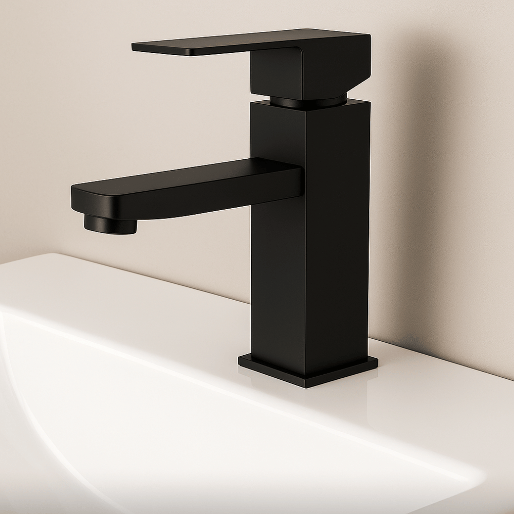 Mitigeur Lavabo Noir Bec Bas – SQUARE BASIS COAL GRIFERS