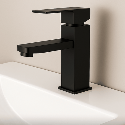 Mitigeur Lavabo Noir Bec Bas – SQUARE BASIS COAL GRIFERS