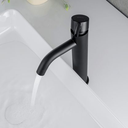 Mitigeur Lavabo Noir Mat Bec Haut – TUBE ALTUS COAL GRIFERS