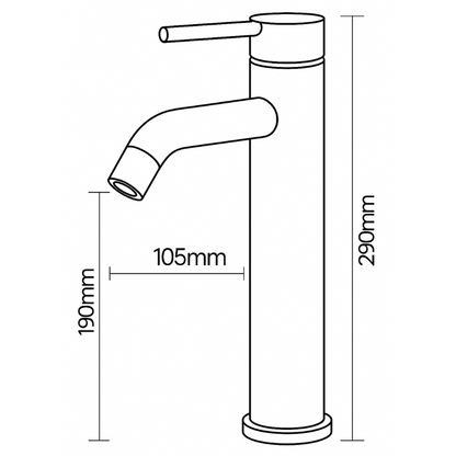 Mitigeur Lavabo Noir Mat Bec Haut – TUBE ALTUS COAL GRIFERS